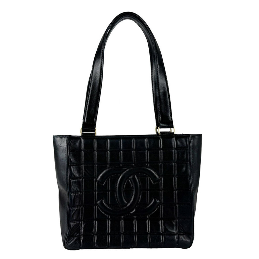 Chanel CHANEL Handbag Chocolate Bar Leather Black Women's z10814
